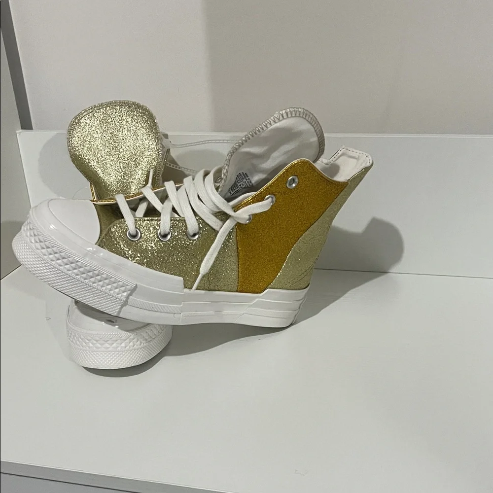 Converse Gold and White Glitter High-Tops - Picture 5 of 5